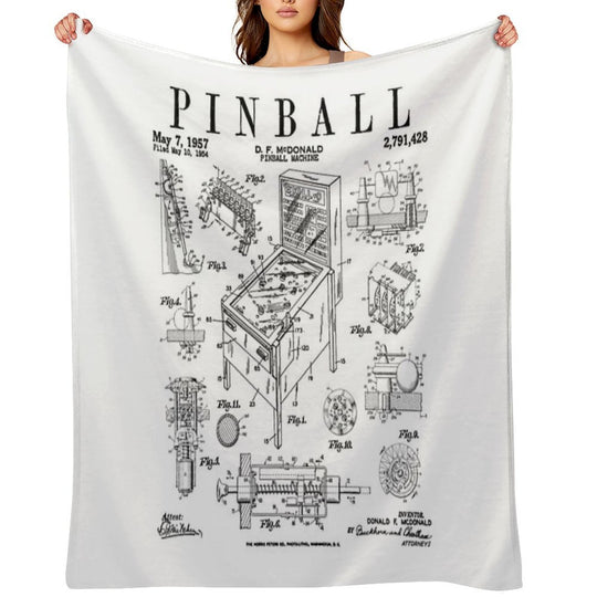 Pinball Arcade Gaming Machine Vintage Gamer Patent Print Eco-conscious Throw Blanket