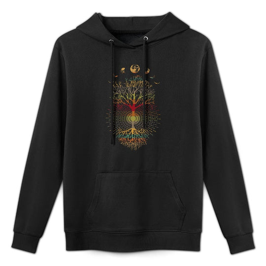 Womens Phases of The Moon Retro 60s 70s Vibe Tree of Life Pilling-Resistant Hoodie