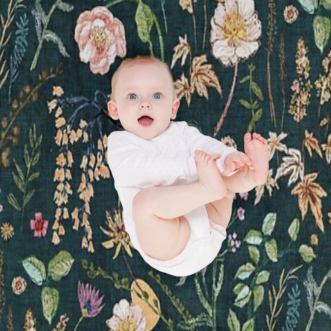 Hana Floral (teal) Gift-ready Throw Blanket