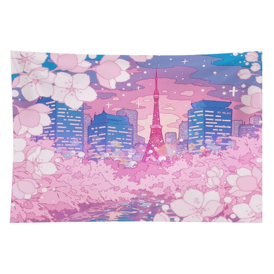 The Evening Tokyo Lake View Tapestry
