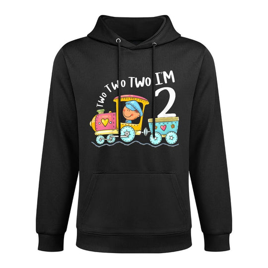 Kids Funny 2nd Birthday Train Boy Two Two I'm Two Years Old Shape Retention Hoodie