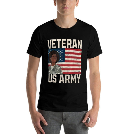 Veteran Us Army Memorial Day Thanks Giving Black Woman Duty  Wrinkle-resistant T-Shirt