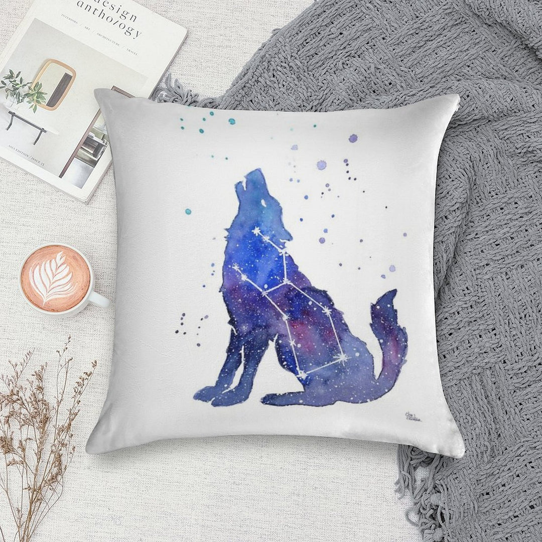 Galaxy Howling Wolf Soft Bedroom Essential Throw Pillow