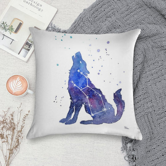 Galaxy Howling Wolf Soft Bedroom Essential Throw Pillow