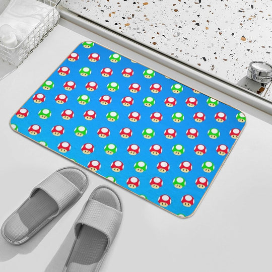 Red And Green Mushrooms  Rapid-Drying Bath Mat