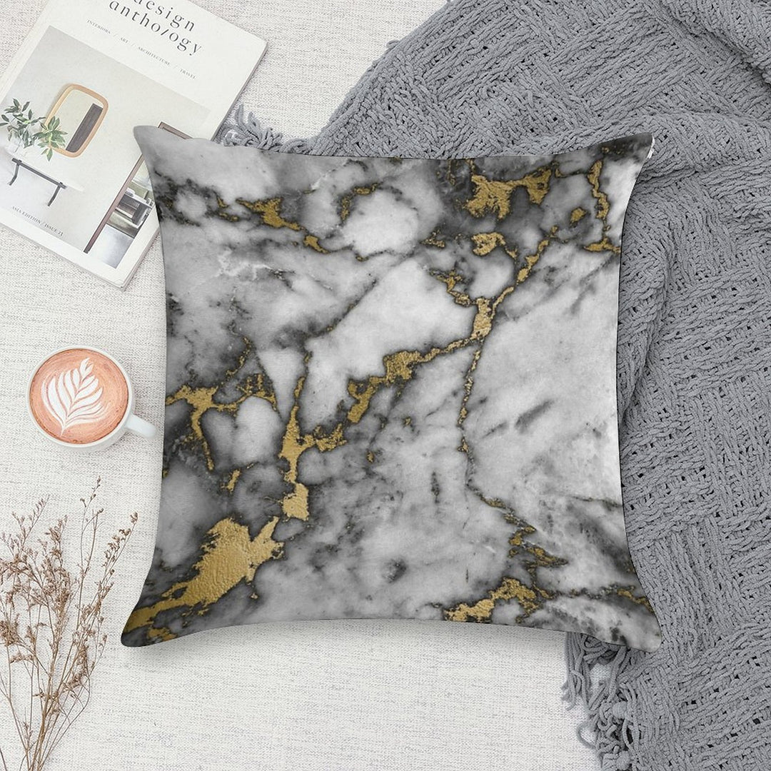 Grey Marble Gold Streaks Phone Case Cover Soft Warmth Comfort Throw Pillow