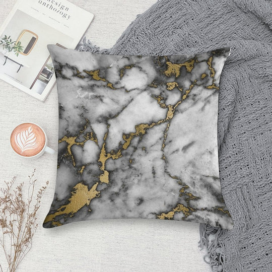 Grey Marble Gold Streaks Phone Case Cover Soft Warmth Comfort Throw Pillow