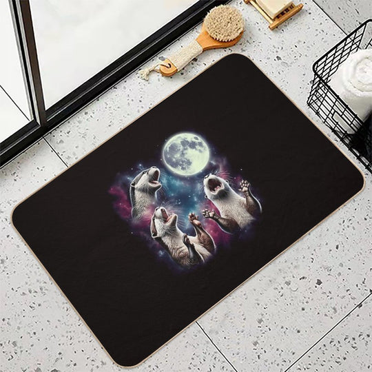 Three Otters Howling At Moon Funny Weird Cursed Meme  Repositionable Bath Mat