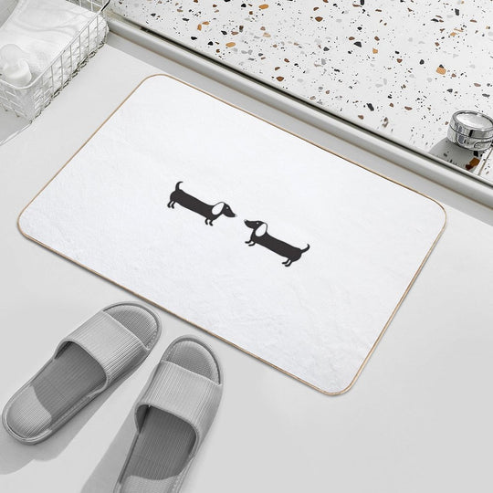 Couple of Dachshund Illustration in Black Durable Bath Mat