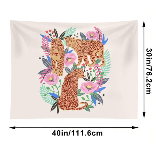 Leopard Idea, Leopard Print, Animal Print, Flower Print Tapestry