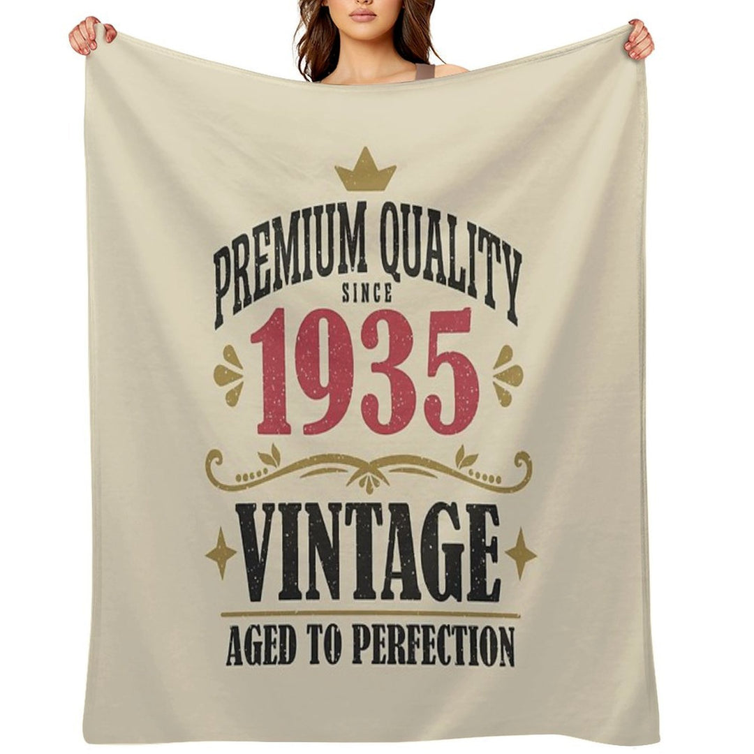 90th Birthday Vintage 90 Years Premium Quality Since 1935 Eco-conscious Throw Blanket