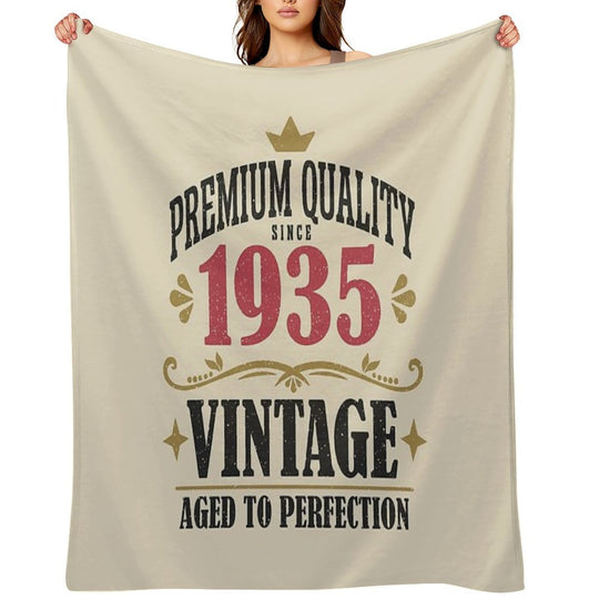 90th Birthday Vintage 90 Years Premium Quality Since 1935 Eco-conscious Throw Blanket