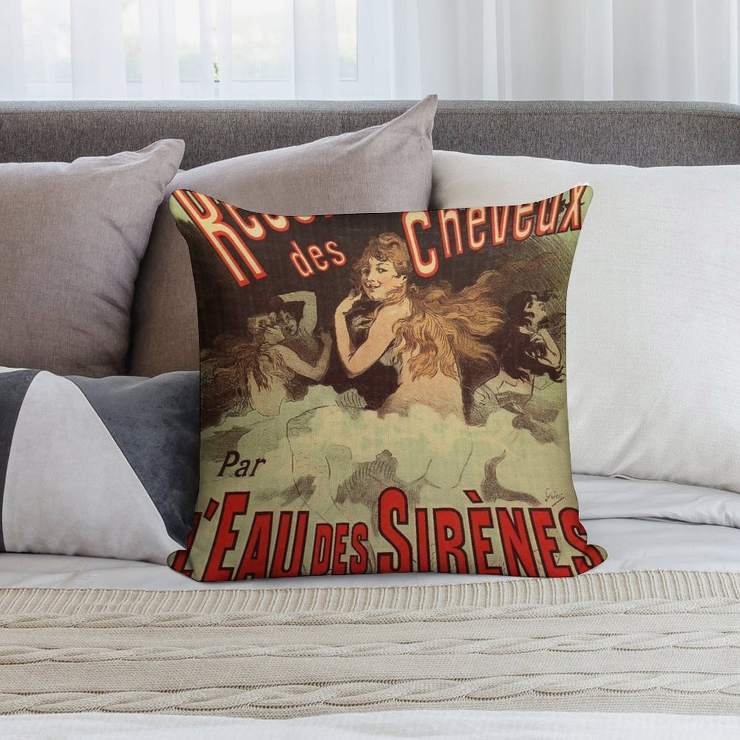 Vintage 1890s Mermaid French Hair Dye Ad by Cheret Soft Bedroom Essential Throw Pillow