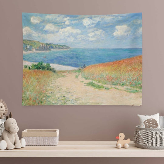 Claude Monet Path Through The Wheat Fields at Pourville 1882 Tapestry