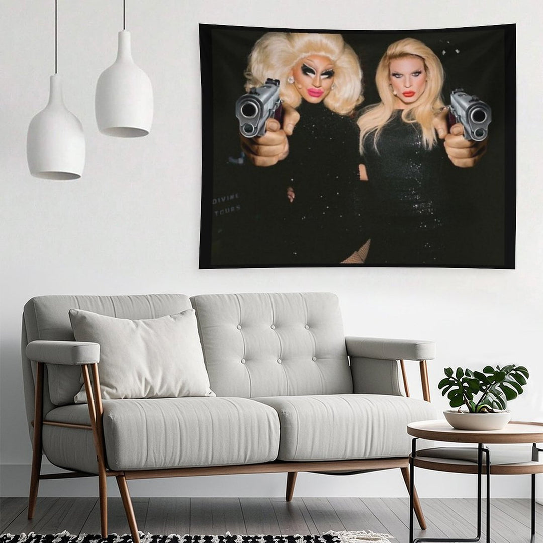 Trixie & Katya - Behind The Scenes - Dangerous Woman Meme Tapestry