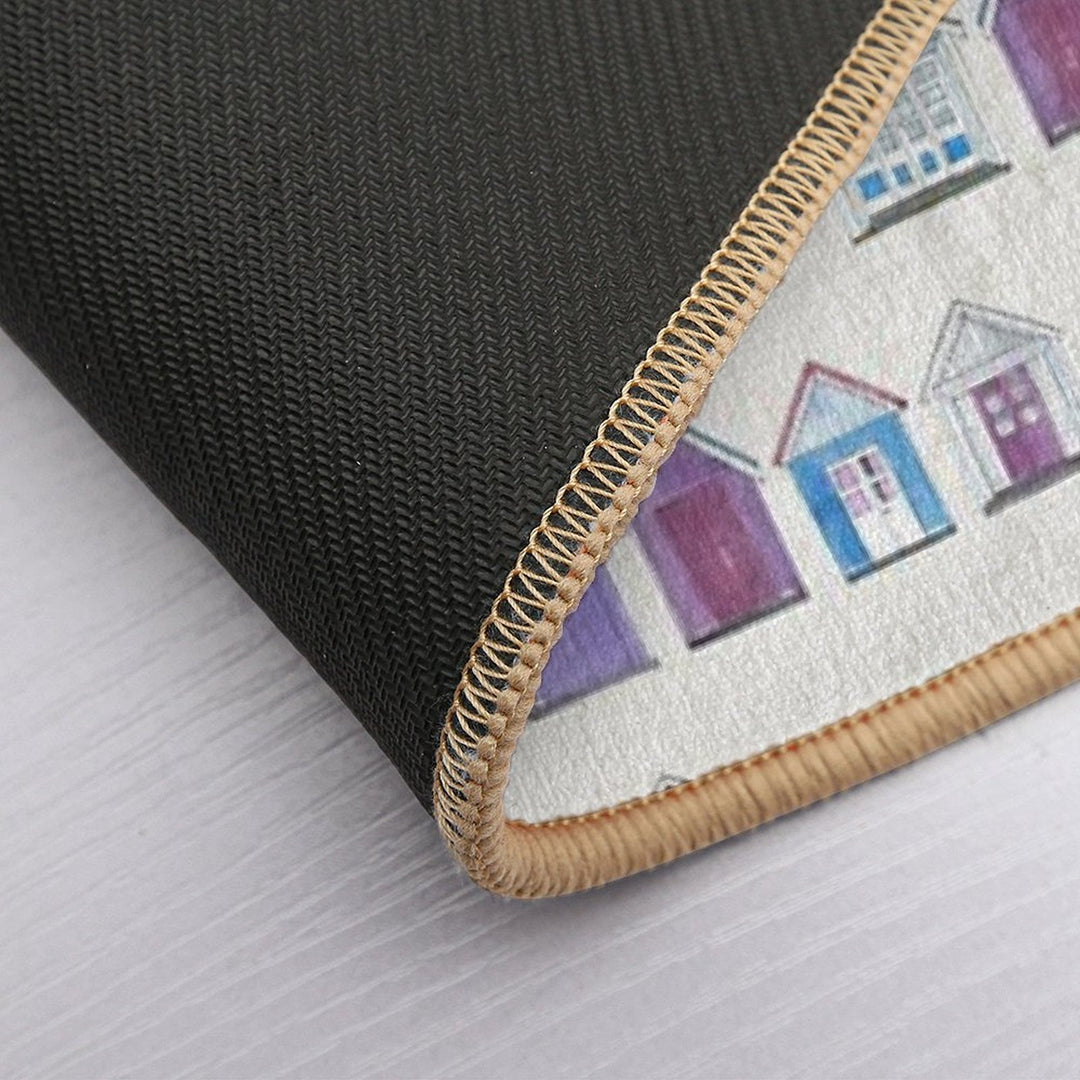 Beach Huts, Bournemouth - on Grey - Watercolour Pattern by Cecca Designs  High-Traffic Bath Mat