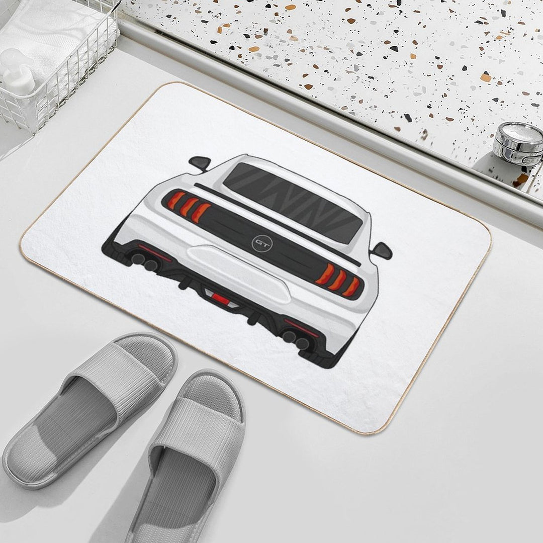 Ford Mustang GT Rear White  Rapid-Drying Bath Mat