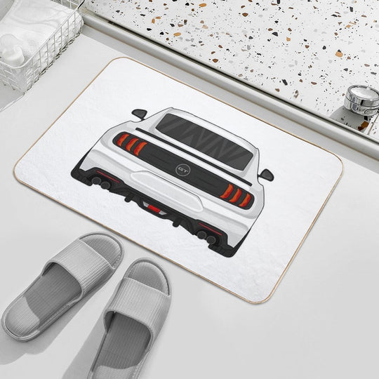 Ford Mustang GT Rear White  Rapid-Drying Bath Mat