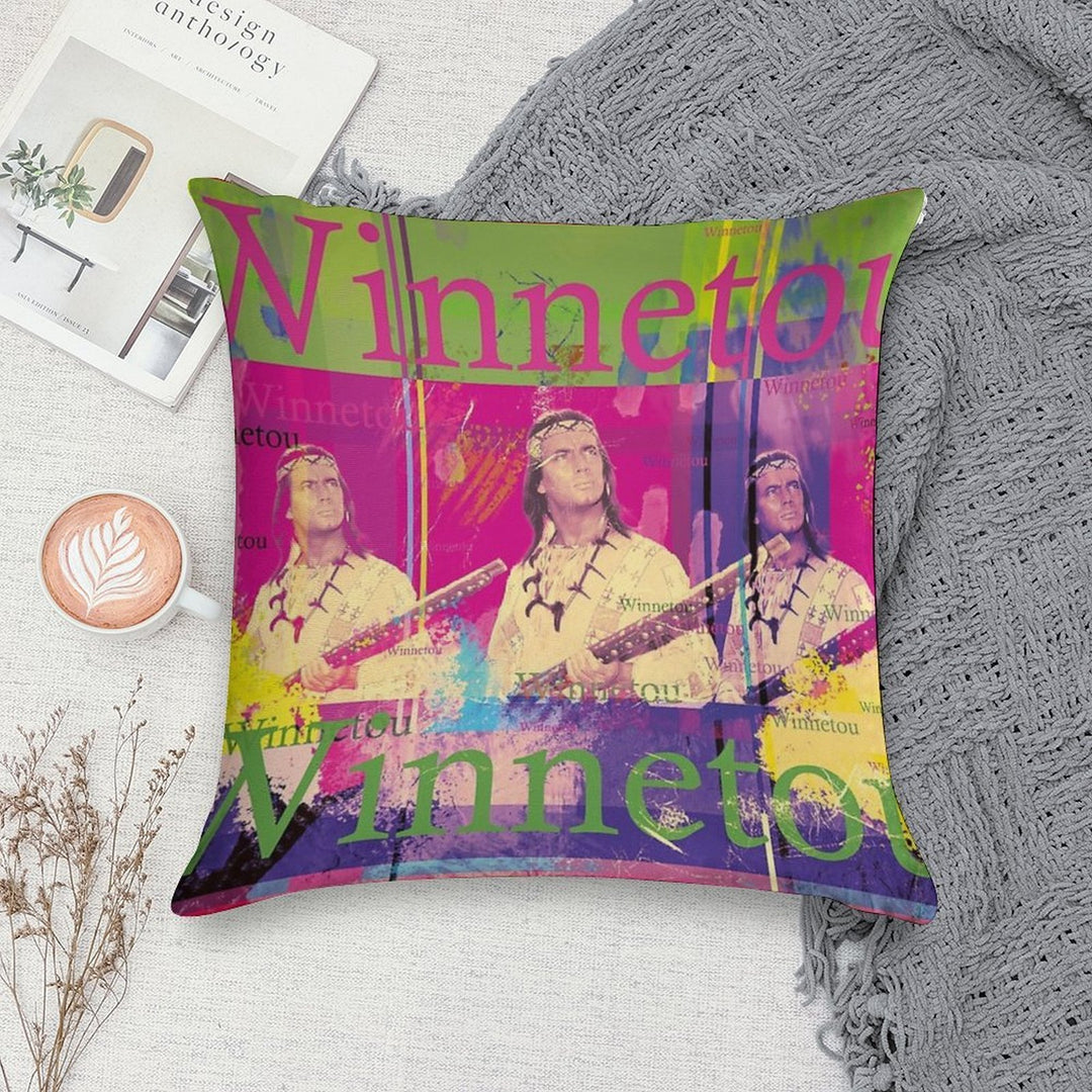 Winnetou Portrait, Famous Karl May Character, Indian Chief of The Apaches Soft Hidden Zipper Throw Pillow