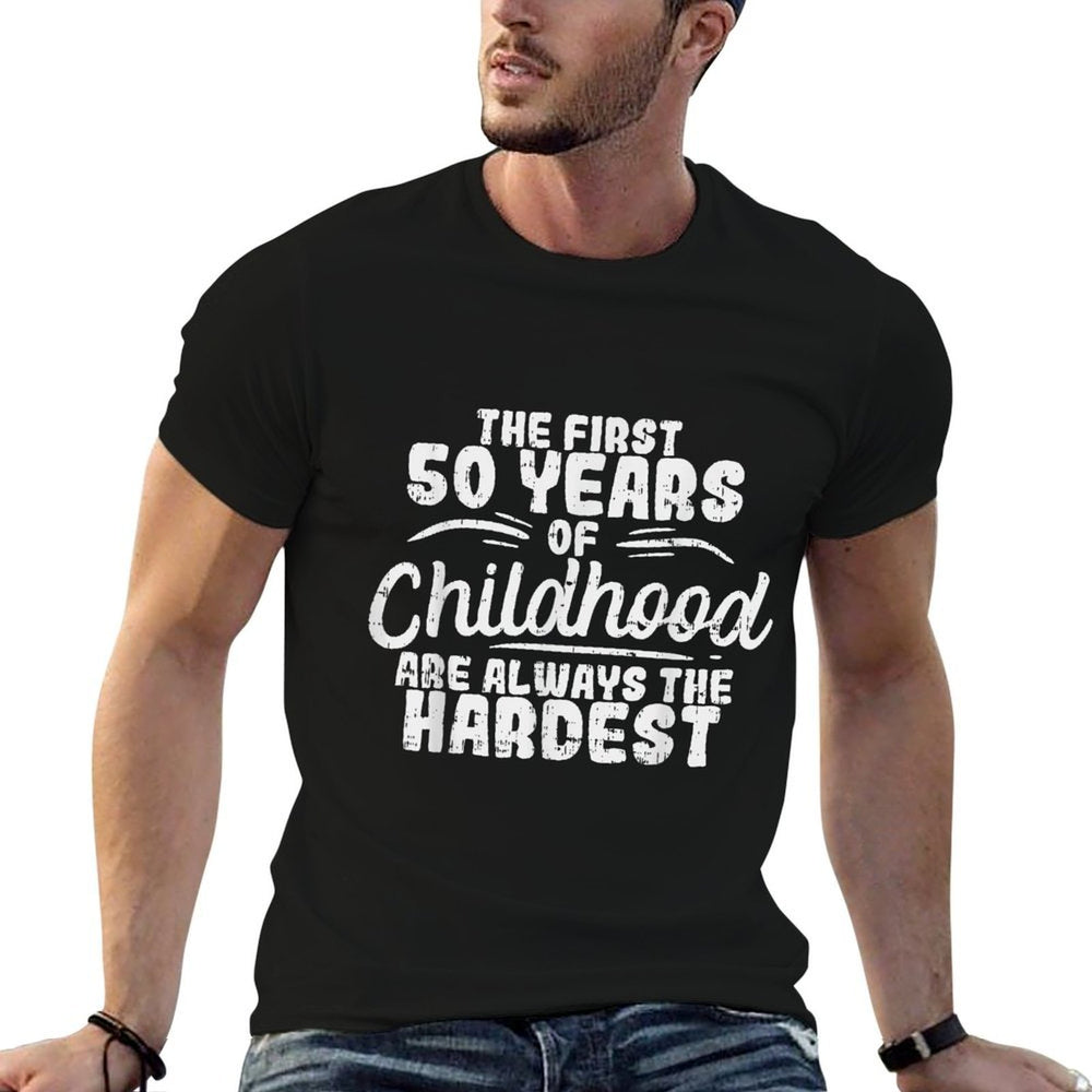 First 50 Years Of Childhood 50th Birthday 1970 1971  Rolled Sleeves T-Shirt