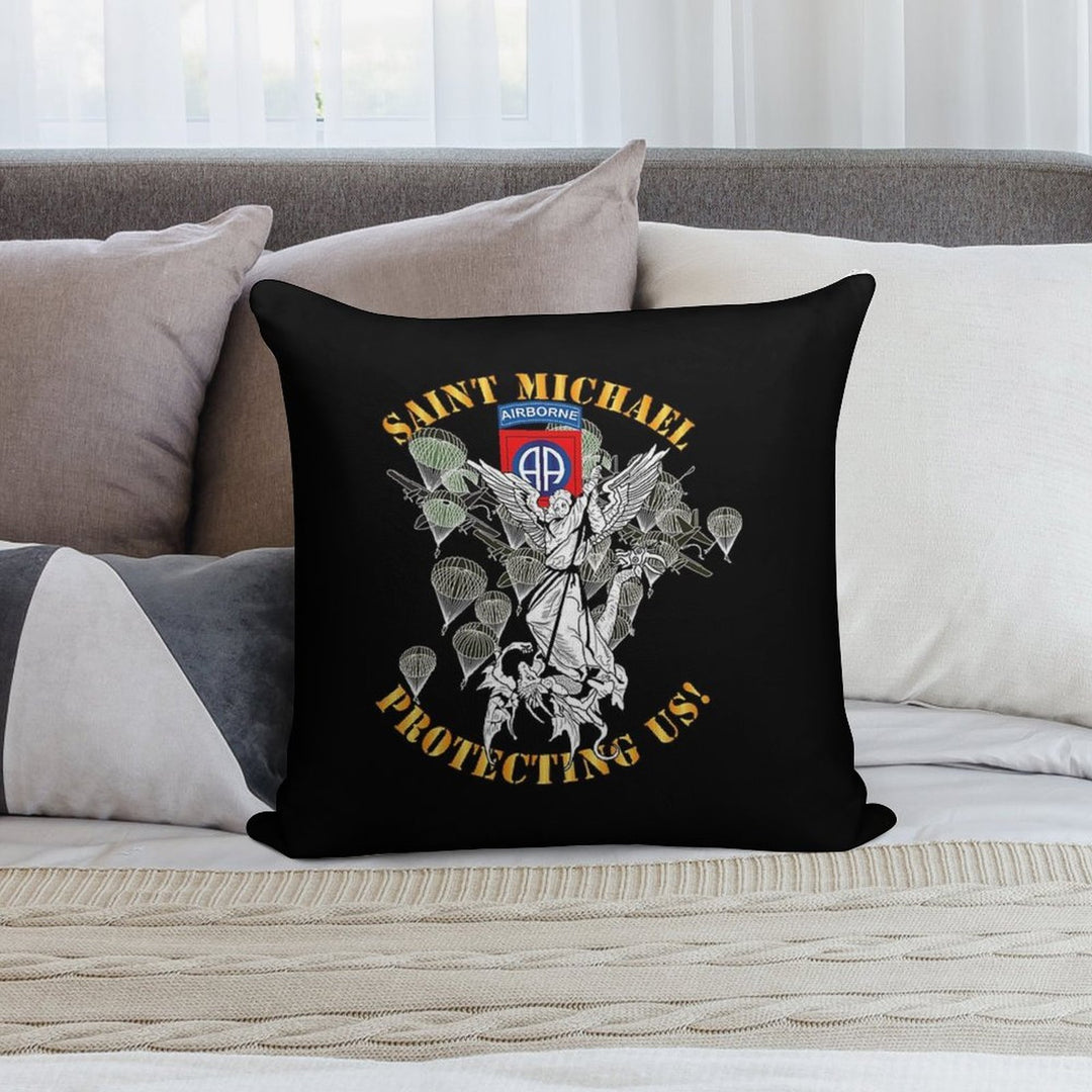Army - 82nd Airborne Div - Saint Michael - Protecting Us - Mass Soft Multiple Sizes Throw Pillow