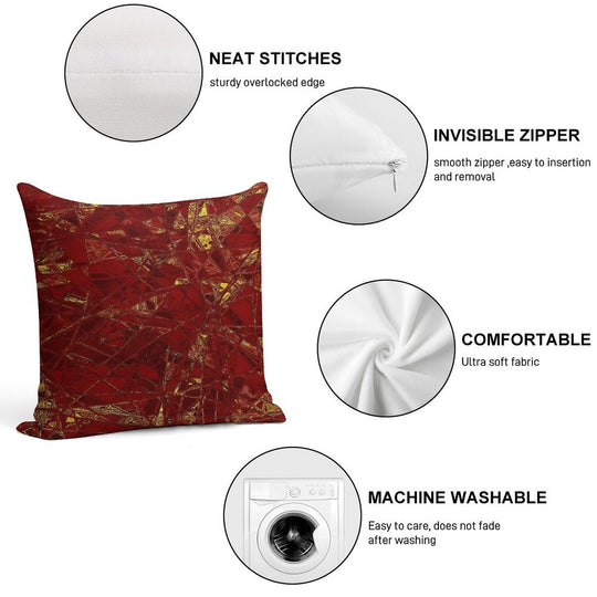 Aurelia- Red And Gold Metallic Soft Washable Throw Pillow