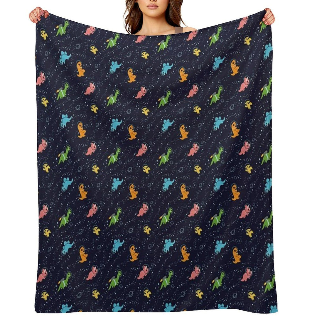 Dinosaurs In Space Pattern Gift-ready Throw Blanket