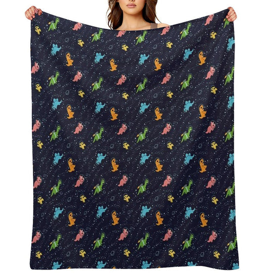 Dinosaurs In Space Pattern Gift-ready Throw Blanket