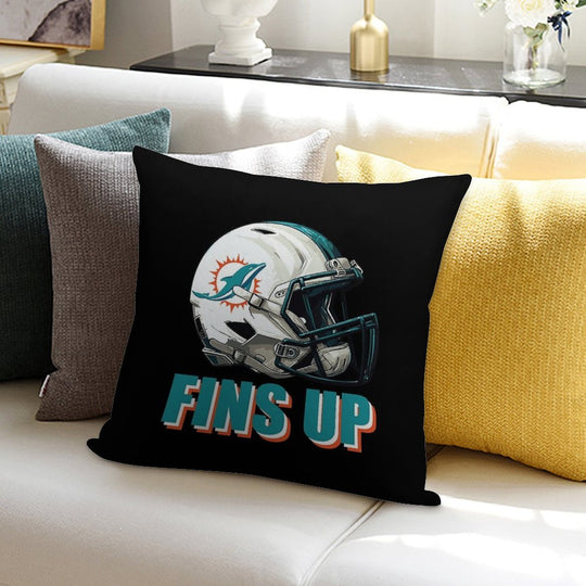 Miami Dolphins Helmet Soft Luxury Feel Throw Pillow