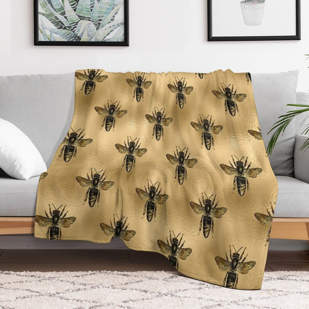 Black Bees Machine-washable Throw Blanket