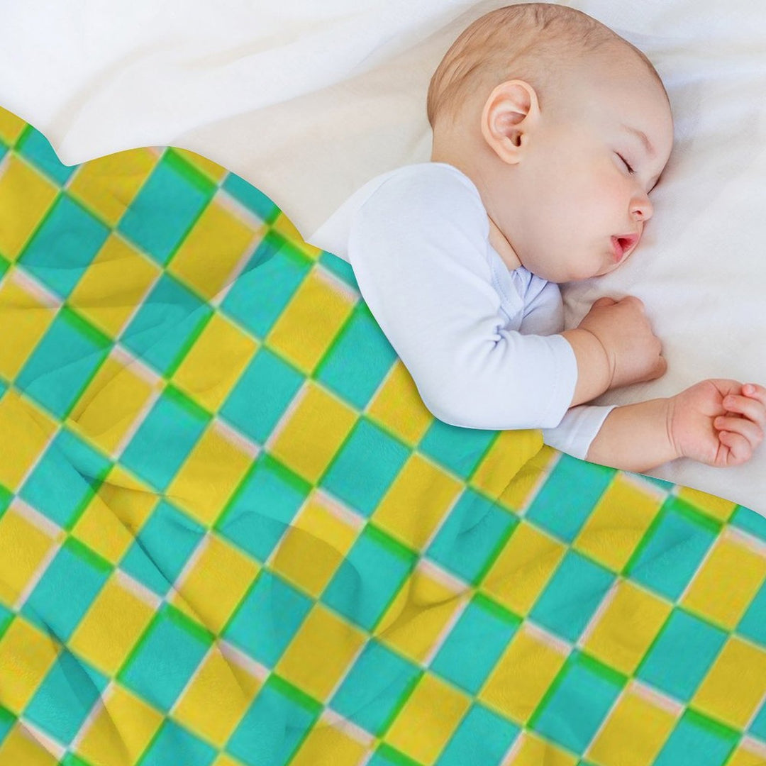 Turquoise And Yellow Checkerboard Pattern Easy Care Throw Blanket