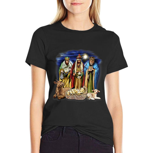 Three Kings Nativity Scene Christmas Story Gift  Lightweight T-Shirt