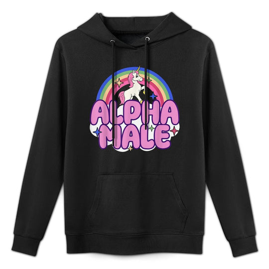 Alpha Male Unicorn Funny Sarcastic Ironic Weird Y2K Humor Shrink-Resistant Hoodie