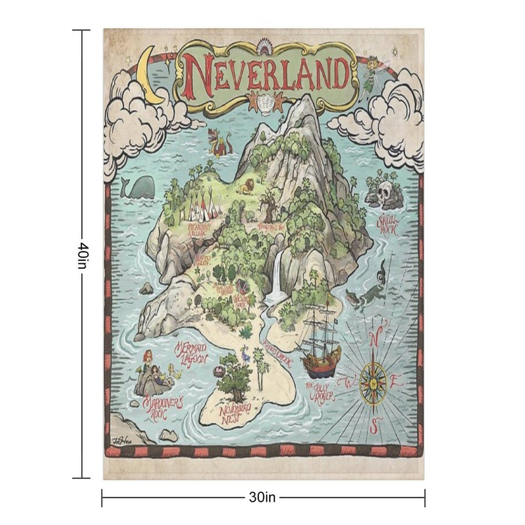 Neverland Map Machine-washable Throw Blanket