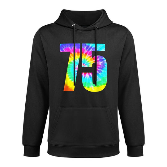 Colorful Tie Dye 75th Birthday Or Number 75 Team Event Medium-Weight Fabric Hoodie