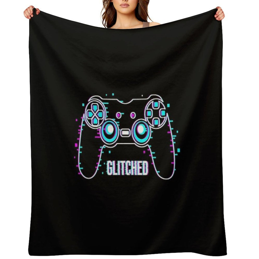 Video Game Controller - Glitched Plush Throw Blanket