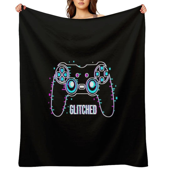 Video Game Controller - Glitched Plush Throw Blanket