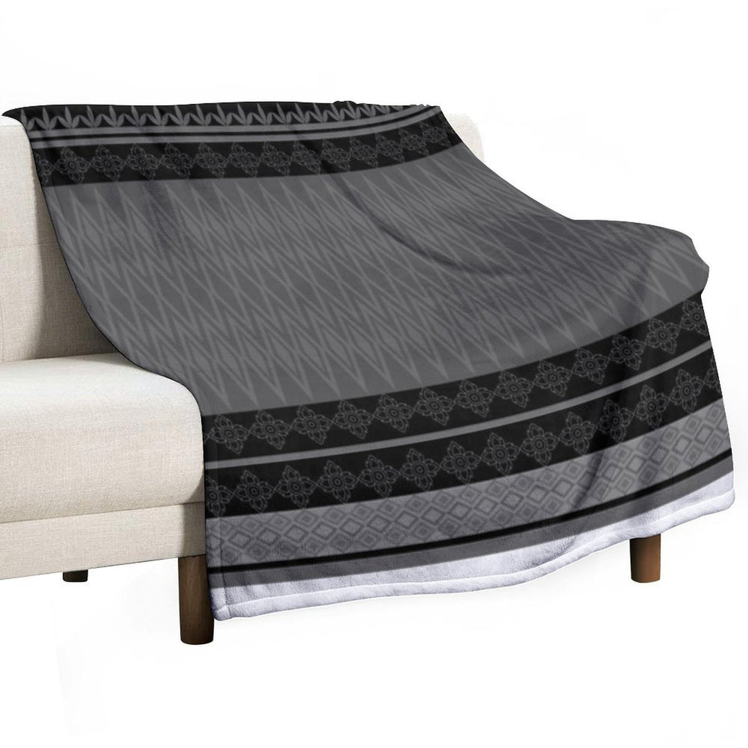 Geometric Ethnic Pattern Oriental in Black And Gray Comfort Throw Blanket