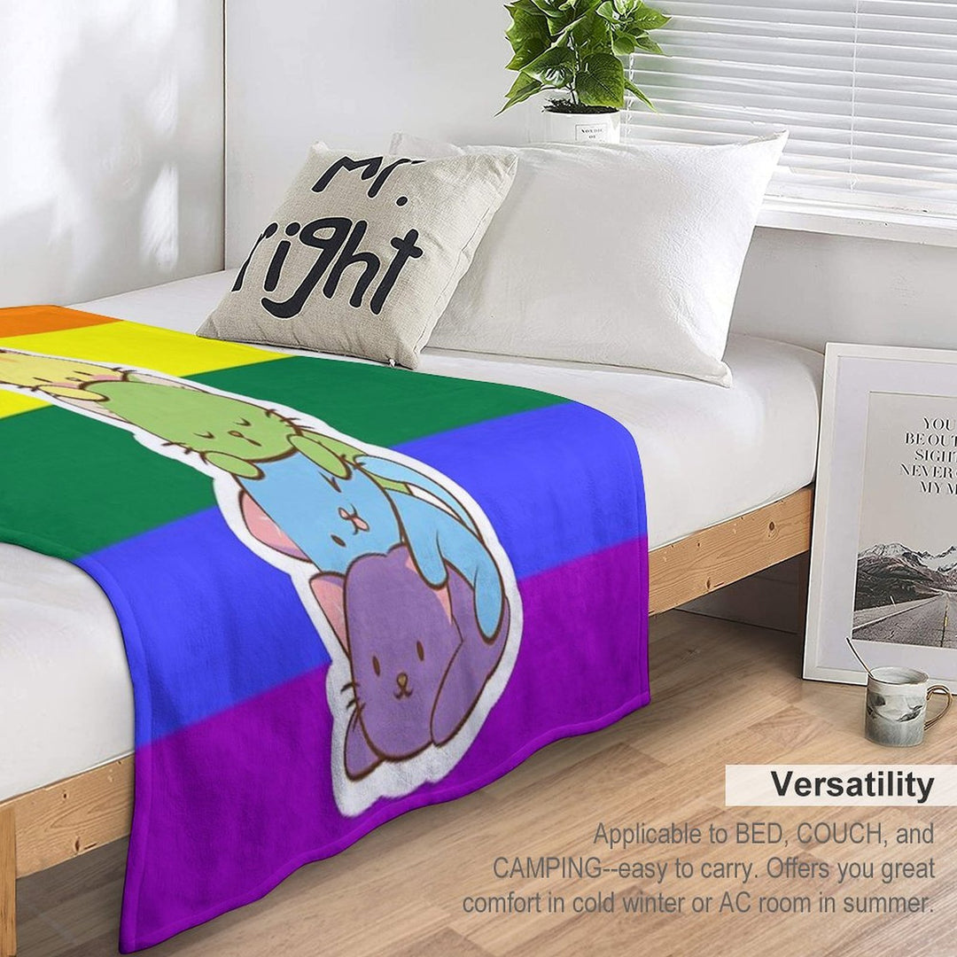 LGBT Gay Pride Flag Kawaii Rainbow Cats Comfort Throw Blanket