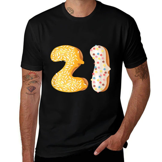 Doughnut 21st Birthday Day Donut Gift Women Men Bday  Fade-proof Color T-Shirt