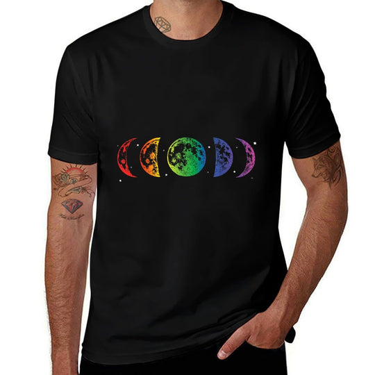 Moon Phase LBGTQ Rainbow Pride Equality Lunar Eclipse  Slim-fit Cut T-Shirt