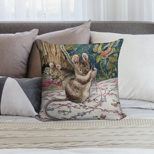 The Mice Go to Work - The Tailor of Gloucester - Beatrix Potter Soft Gift Ready Throw Pillow