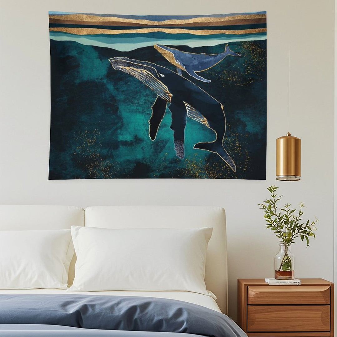 Moonlit Whales Tapestry
