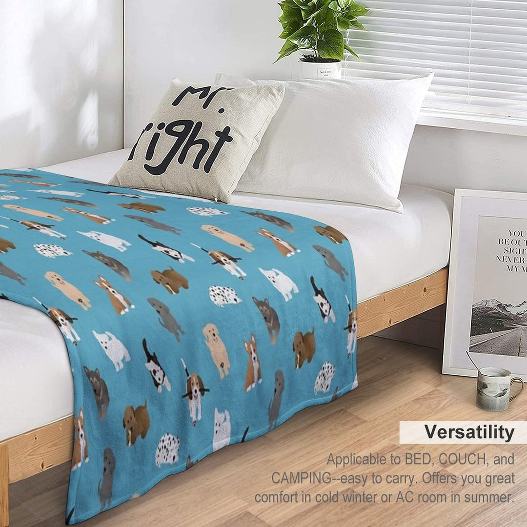 Puppies (blue) Easy Care Throw Blanket