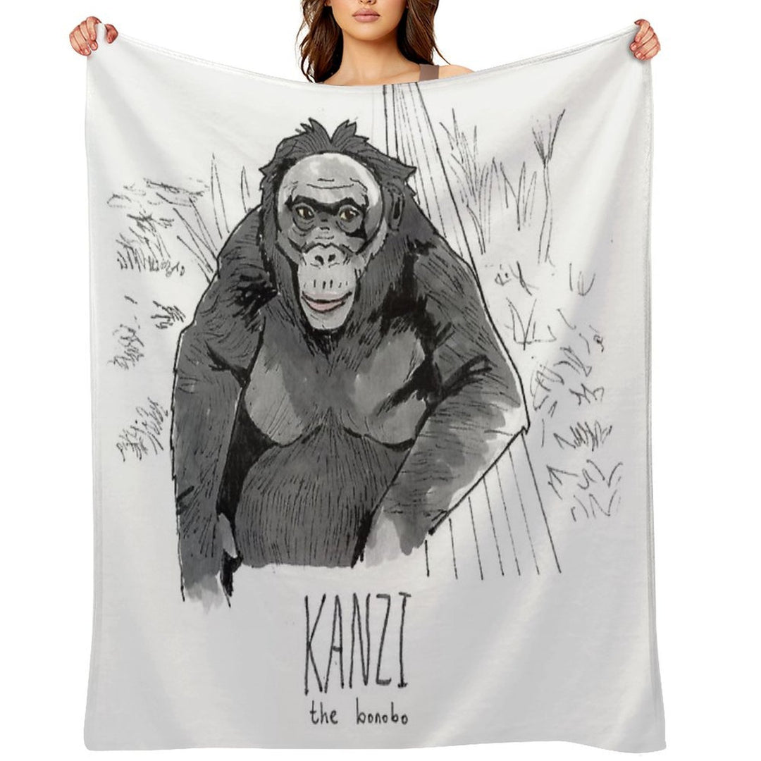 Kanzi The Bonobo Plush Throw Blanket