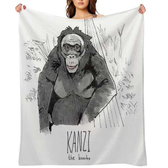 Kanzi The Bonobo Plush Throw Blanket