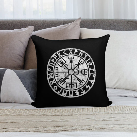 Vintage, Vegvisir, Symbol, Futhark Runes, Viking Compass, Norse, Protection Soft Skin-Friendly Throw Pillow