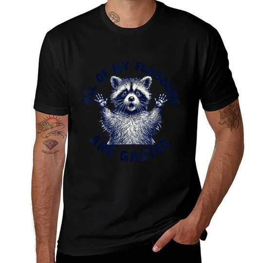 All of My Flabbers Are Gasted Funny Raccoon Meme  Rolled Sleeves T-Shirt