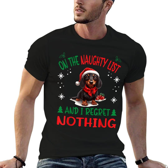 Cute Dachshund Wiener Doxie Dog Dog Christmas On The Naughty  Quick-drying T-Shirt