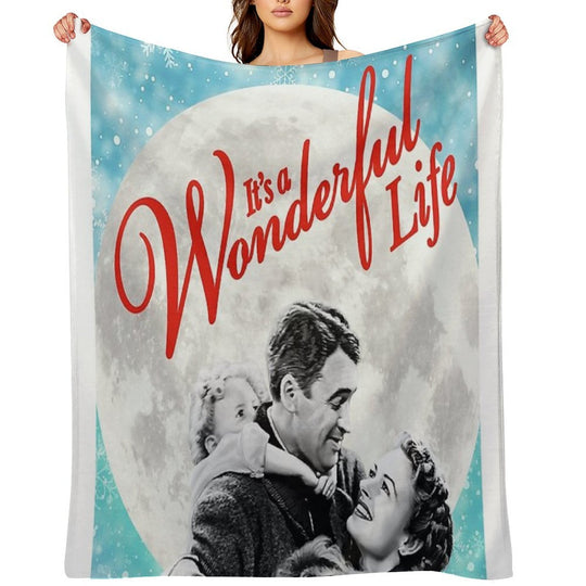 Its A Wonderful Life Vintage Christmas Classic Easy Care Throw Blanket